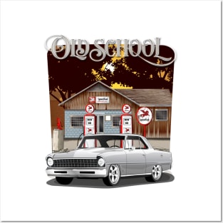 1967 Pewter Gray Chevrolet Nova Old School Print Posters and Art